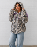 WOMEN'S LONG SLEEVE ANIMAL PRINT FRONT POCKETS HOODED PULLOVER SWEATER